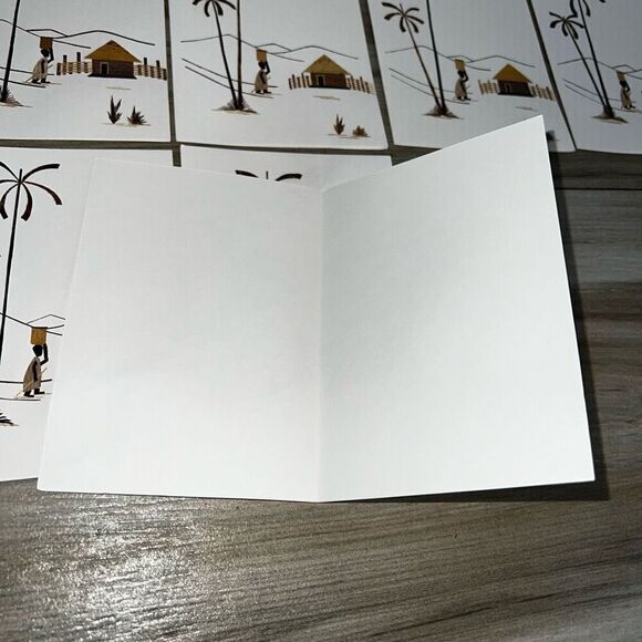 Vintage Wood Cut Veneer Blank Cards Caribbean Handmade Set 10 4”X5.5” Ethnic - Picture 7 of 8